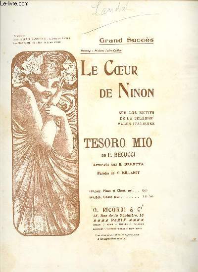 LE COEUR DE NINON SUR LES MOTIFS DE LA CELEBRE VALSE ITALIENNE 