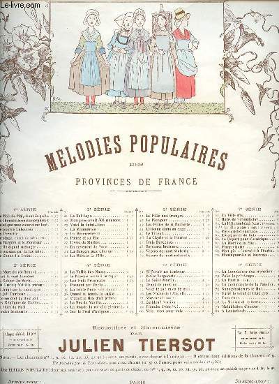 MELODIES POPULAIRES DES PROVINCE DE FRANCE. BERCEUSE BRETONNE.
