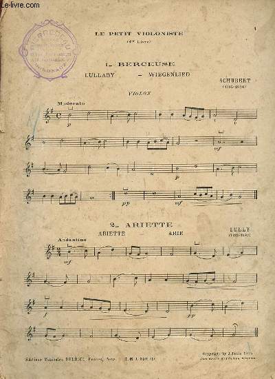 LE PETIT VIOLONISTE. BERCEUSE, ARIETTE, MENUET, LA BRISE, IMPROMPTU, LA BRISE, TENDRE PLAINTE, DIS-MOI PAUVRE HIRONDELLE, ANDANTE, PAYS LOINTAIN, GAVOTTE.