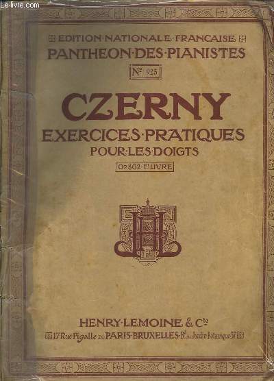 EXERCICES PRATIQUES POUR LES DOIGTS- PIANO - OP. 802 - N 925 : 1er LIVRE.