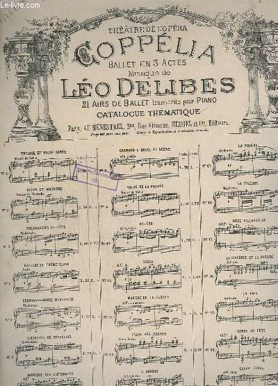 COPPELIA - BALLET EN 3 ACTES DE LEO DELIBES - N1 : PRELUGE ET VALSE - piano a 4 mains.