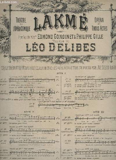 LAKME - ACTE 2 - N 13 TER : MELODIE _ MEZZO-SOPRANO - PIANO.