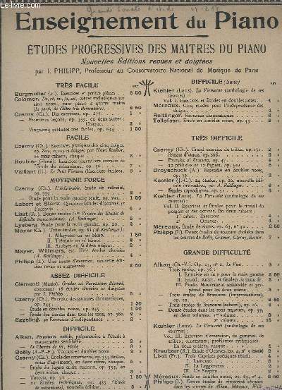 ENSEIGNEMENT DU PIANO - ETUDES PROGRESSIVES DES MAITRES DU PIANO - OP.268 : TRES DIFFICILE : GRANDE SONATE D'ETUDE.