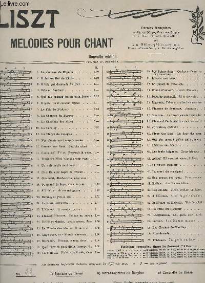MELODIES POUR CHANT - N 33 : CHANT D'AMOUR - PIANO ET CHANT - SOPRANO OU TENOR.