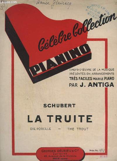 COLLECTION PIANINO - N 19 : LA TRUITE - POUR PIANO.