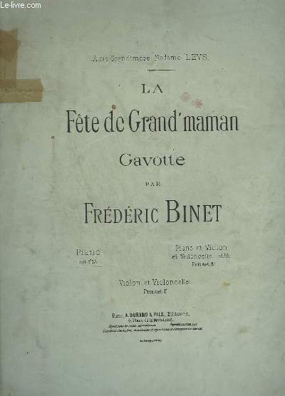 LA FETE DE GRAND'MAMAN - GAVOTTE - PIANO.