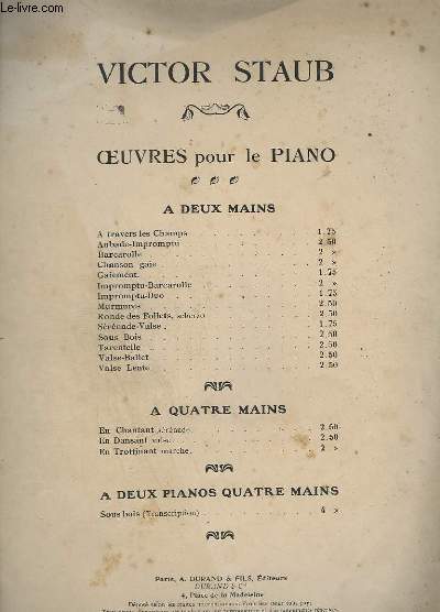 SOUS BOIS - OP. 6 - POUR PIANO A DEUX MAINS.