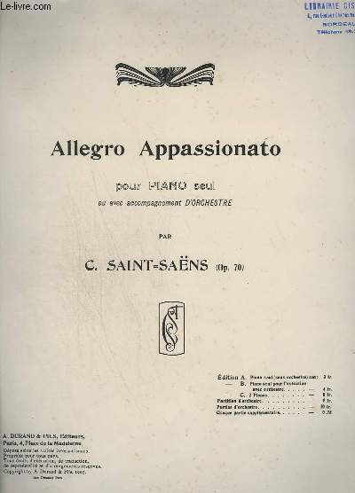ALLEGRO APPASSIONATO - POUR PIANO SEUL - OP. 70.