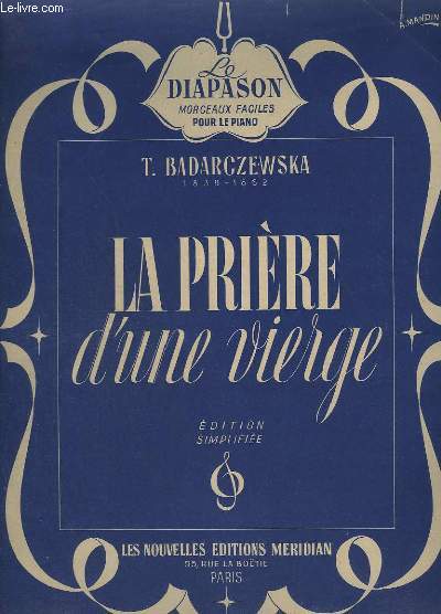 LA PRIERE D'UNE VIERGE - OP.4. - MORCEAUX FACILES POUR LE PIANO.