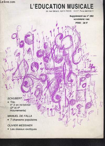 L'EDUCATION MUSICALE - 39 ANNEE SUPPLEMENT AU N 292 - SPECIAL BACCALAUREAT 1983.