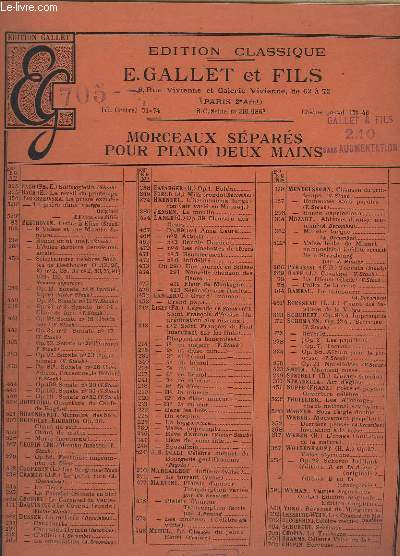 LA TRISTEZZA - N705 - OP.10 N3 - POUR PIANO + PARTITION MANUSCRITE POUR VIOLON.