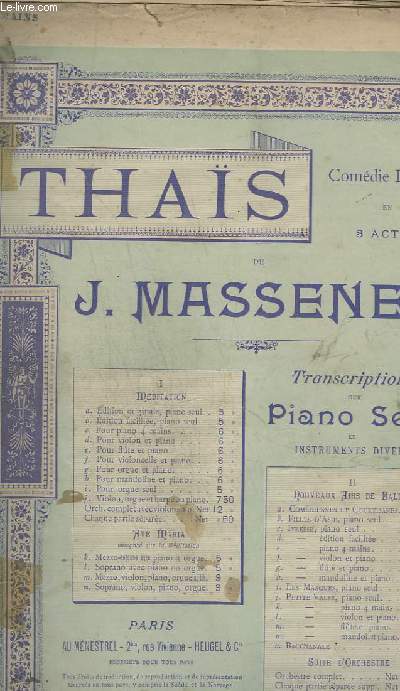 THAIS - MEDITATION : C: POUR PIANO A 4 MAINS + VIOLON.