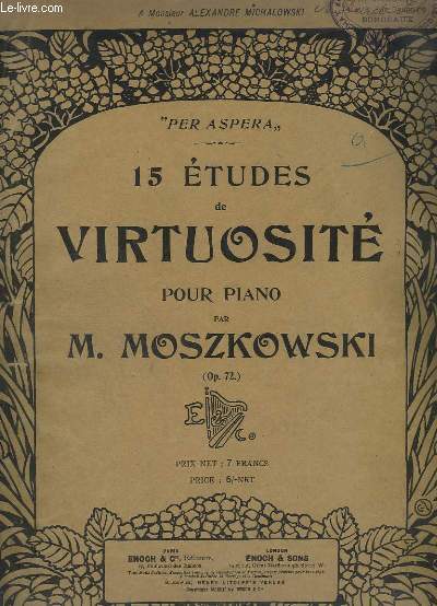 15 ETUDES DE VIRTUOSITE - POUR PIANO - OP. 72.