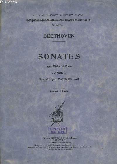 SONATES - POUR VIOLON ET PIANO - VOLUME 1.