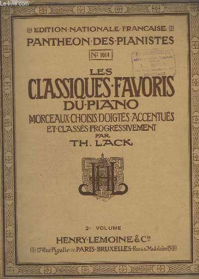 LES CLASSIQUES FAVORIS DU PIANO - VOLUME 2 - N1014.