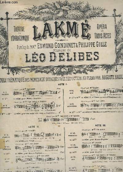 LAKME - N 9 - STANCES - POUR PIANO.