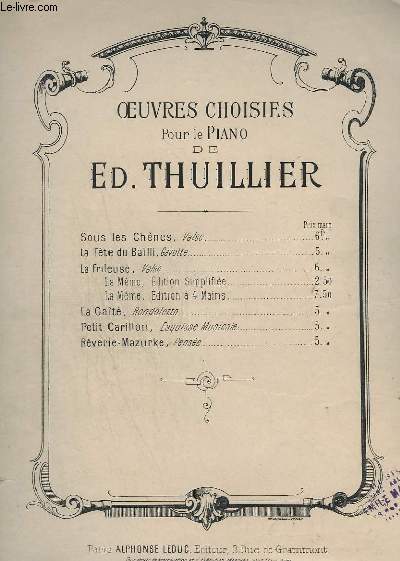 SOUS LES CHENES - VALSE - OEUVRES CHOISIES POUR LE PIANO.