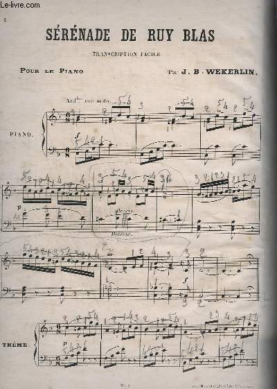 SERENADE DE RUY BLAS - TRANSCRIPTION FACILE POUR LE PIANO.