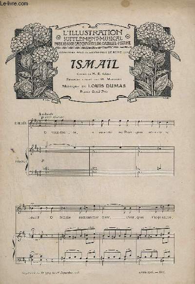 ISMAIL + DANSE LENTE ( CESAR FRANCK) - CONCOURS POUR LE GRAND PRIX DE ROME 1906 - N6 ANNEE 1906.