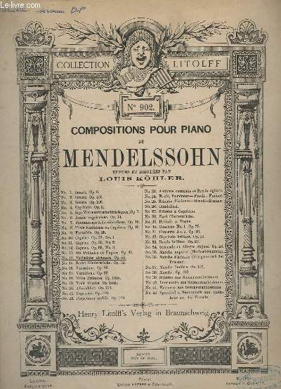 COMPOSITIONS POUR PIANO - N902 - N14 : VARIATIONS SERIEUSES - OP.54.
