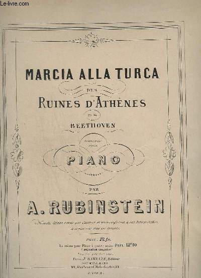 MARCIA ALLA TURCA DES RUINES D'ARTHENES - TRANSCRITE POUR LE PIANO.