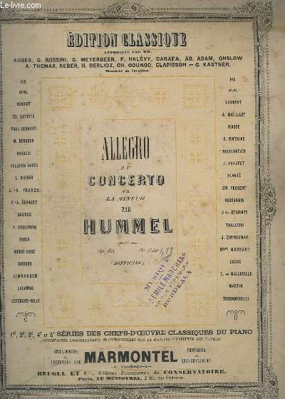 ALLEGRO DU CONCERTO EN LA MINEUR - OP.85 - DIFFICILE.