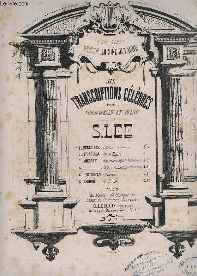 6 TRANSCRIPTIONS CELEBRES POUR VIOLONCELLE ET PIANO - N 1 : CELEBRE SICILIENNE.