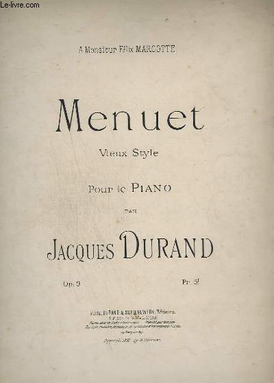 MENUET - VIEUX STYLE POUR LE PIANO - OP.9.