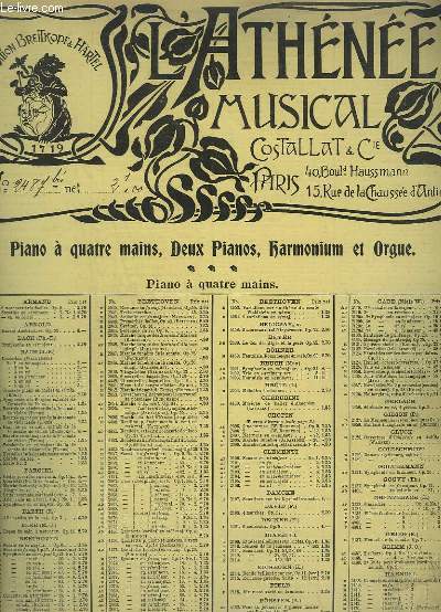L'ATHENEE MUSICAL - N 2487 BIS - OP.22 : CAPRICCIO BRILLANT - H MOLL / B MINOE / SI MINEUR - PIANOFORTE II.