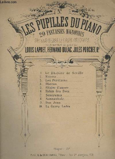 LES PUPILLES DU PIANO - N 3 : LES PURITAINS - POUR PIANO.