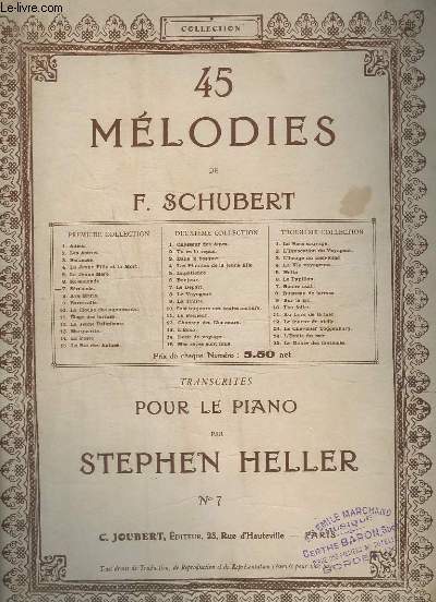 45 MELODIES TRANSCRITES POUR LE PIANO - N7 : SERENADE.