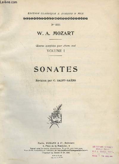 OEUVREES COMPLETES POUR PIANO SEUL - VOLUME 1 - 188 SONATES.