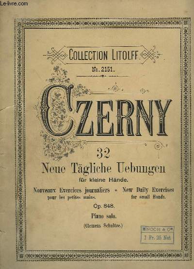 32 NEUE TGLICHE UEBUNGEN FR KLEINE HNDE / NOUVEAUX EXERCICES JOURNALIERS POUR LES PETITES MAINS / NEW DAILY EXERCISES FOR SMALL HANDS - OP.848 - PIANO SOLO.