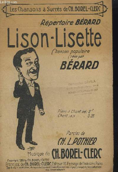 LISON - LISETTE - CHANSON POPULAIRE.