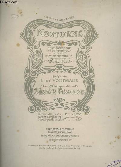 NOCTURNE - PIANO ET CHANT - N2 BIS : TON DE L'ORCHESTRE.