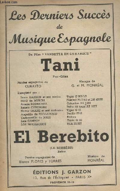 EL BEREBITO + TANI - PIANO CONDUCTEUR + ACCORDEON / VIOLONS / FLUTE + 1 SAXO ALTO MIB + 2 SAXO TENOR SIB + 3 SAXO ALTO MIB + VIOLONS + 1 TROMPETTE SIB + 2 TROMPETTE SIB + TROMBONE + CONTREBASSE / GUITARE + BATTERIE.