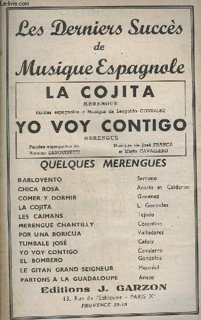 LA COJITA + YO VOY CONTIGO - PIANO CONDUCTEUR + ACCORDEON / CHANT / GUITARE + TROMBONE + CONTREBASSE / GUITARE + 1 SAXO ALTO MIB + 2 SAXO TENOR SIB + 3 SAXO ALTO MIB + 4 SAXO TENOR SIB + 1 TROMPETTE SIB + 2 TROMPETTE SIB + VILONS.
