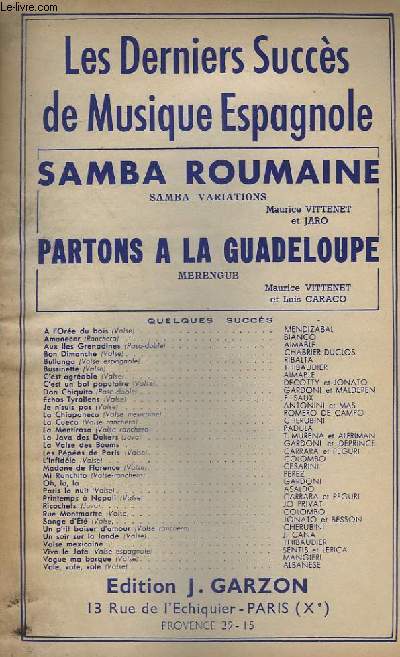 SAMBA ROUMAINE + PARTONS A LA CAMPAGNE - ACCORDEON / VIOLON / GUITARE + PIANO CONDUCTEUR + 1 ET 2 TROMPETTES SIB + SAXO ALTO MIB + CONTREBASSE / GUITARE.