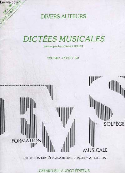 DICTEES MUSICALES - VOLUME 1 - CYCLE 1 - IM3.