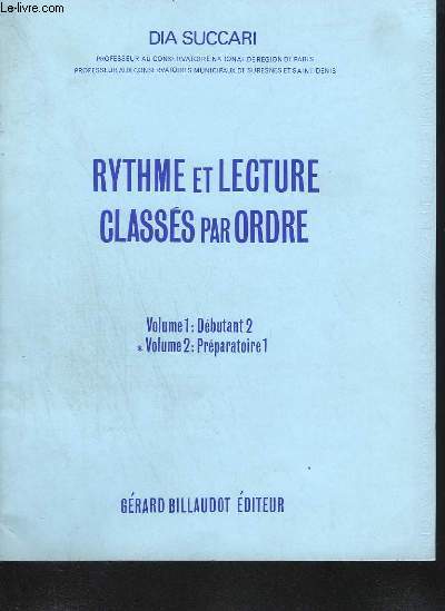 RYTHME ET LECTURE CLASSES PAR ORDRE - VOLUME 2 : PREPARATOIRE 1.