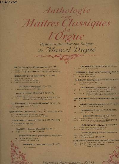 ANTHOLOGIE DES MAITRES CLASSIQUES DE L'ORGUE - N9 : BASSE ET DESSUS DE TROMPETTE - OU DE CORNET SEPARE, EN DIALOGUE.