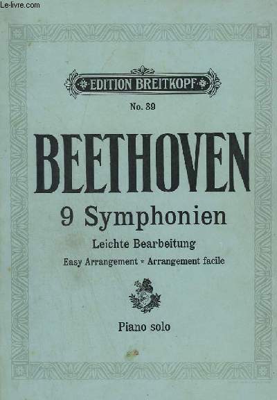 9 SYMPHONIEN - LEICHTE BEARBEITUNG / EASY ARRANGEMENT / ARRANGEMENT FACILE - PIANO SOLO - N39.