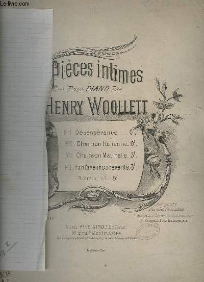 CHANSON ITALIENNE - PIECE INTIME N2 POUR PIANO - OP.77.