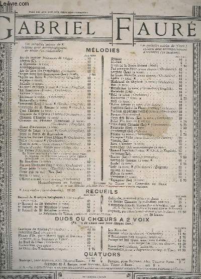 LA FEE AUX CHANSONS - POUR PIANO ET CHANT.