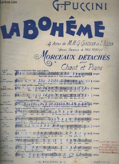 LA BOHEME - N3 : ACTE 1 SOLO DE MIMI : OUI ! ON M'APPELLE MIMI - PIANO ET CHANT.