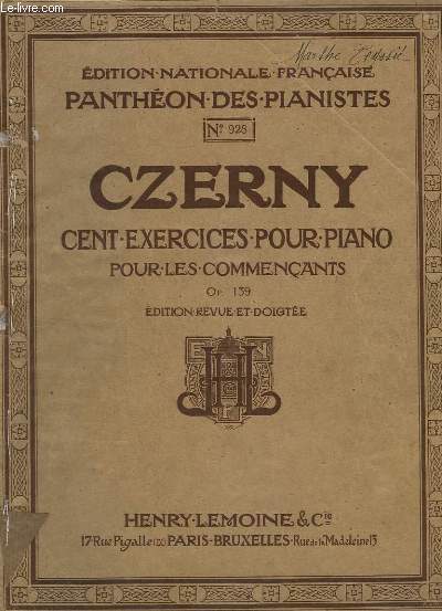 CENT EXERCICES POUR PIANO POUR LES COMMENCANTS - OP.139. - N928.