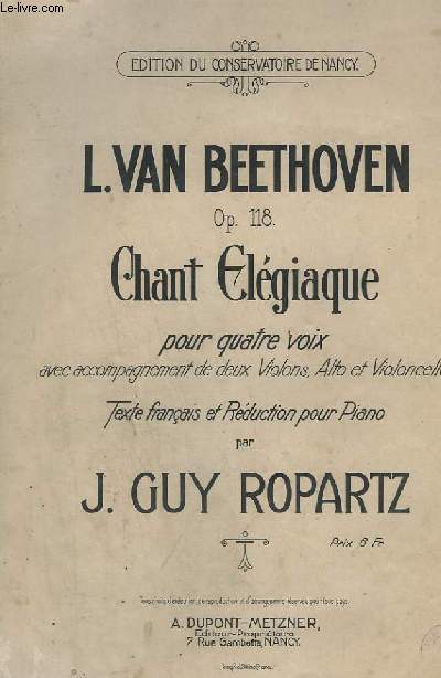 CHANT ELEGIAQUE POUR 4 VOIX + PIANO - OP.118.