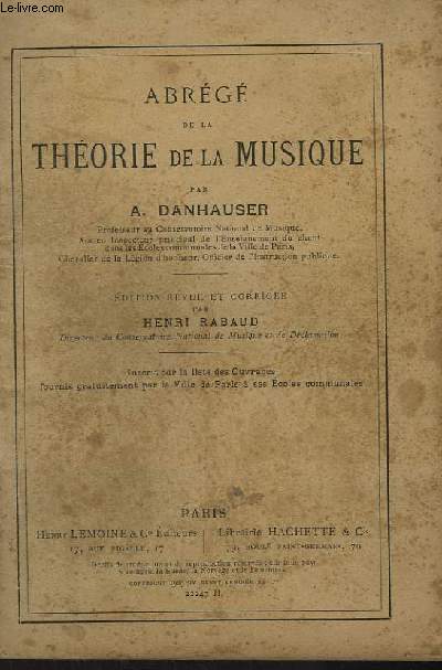 ABREGE DE LA THEORIE DE LA MUSIQUE - NOUVELLE EDITION.