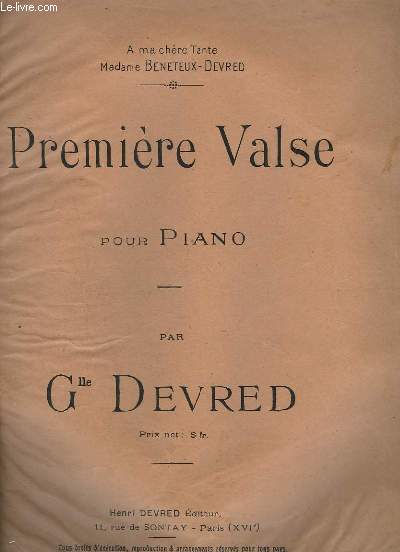 PREMIERE VALSE - POUR PIANO.