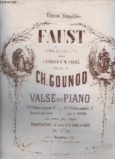 FAUST - OPERA EN 5 ACTES - N2 : EDITION SIMPLIFIEE POUR PIAO.